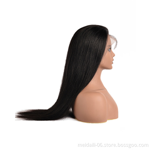 Front Wig Front Lace Human Hair wig Vendor Swiss Lace Silky Straight Wave Hair  Wigs With Baby Hair